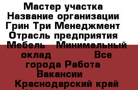 Мастер участка › Название организации ­ Грин Три Менеджмент › Отрасль предприятия ­ Мебель › Минимальный оклад ­ 60 000 - Все города Работа » Вакансии   . Краснодарский край,Новороссийск г.